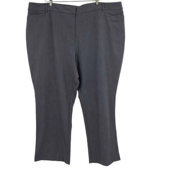 Avenue Gray Dress Pants Size 28W Plus womens 2384 Pull On Elastic Straight Leg - Picture 4 of 12